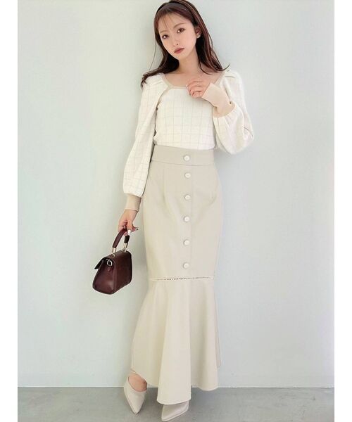 RESEXXY（リゼクシー）の「フロントボタンフェイクレザーマーメイドスカート（スカート・レディース・ブラック/ベージュ/ブラウン・FREE）」の7枚目の写真