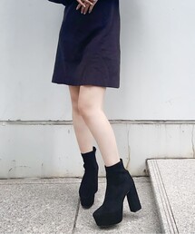 ◆【日本製】厚底ラク盛りストレッチブーツウエスタンモデル