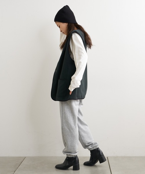 GUNZE（グンゼ）の「【GUNZE×TYPY】エアリーフリースノーカラーベスト（ベスト・メンズ・ネイビー/ブラウン/ブラック/グレー/アイボリー・S/M/L/XL）」の13枚目の写真