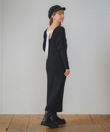 INTER FACTORY（インターファクトリー）の「柴田あやな - バックベルトリブニットワンピース　made in INTER FACTORY（ワンピース・レディース）」