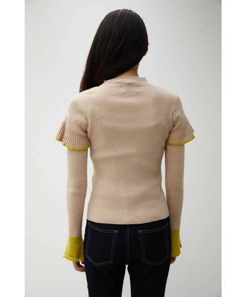 COLOR COMBI RUFFLE KNIT TOPS/カラーコンビラッフルニットトップス