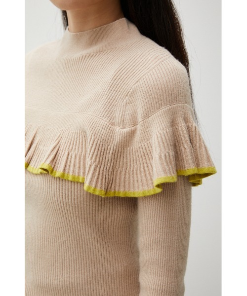 AZUL by moussy(アズールバイマウジー)の「COLOR COMBI RUFFLE KNIT TOPS/カラーコンビラッフルニットトップス(ニット/セーター・レディース・ターコイズブルー/ベージュ/ブラック・SMALL/MEDIUM)」の10枚目の写真