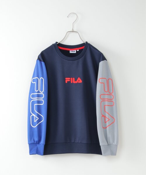FILA（フィラ）の「FILA フィラ フリース袖配色トレーナー（130~160cm）（スウェット・キッズ・ブラック/ネイビー・130/140/150/160）」の3枚目の写真