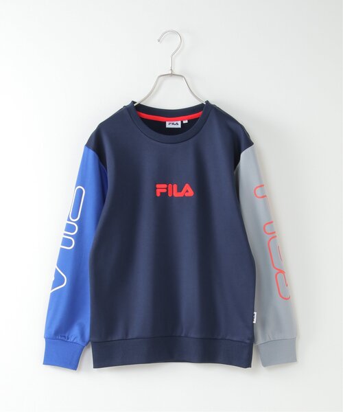 FILA（フィラ）の「FILA フィラ フリース袖配色トレーナー（130~160cm）（スウェット・キッズ・ブラック/ネイビー・130/140/150/160）」の4枚目の写真
