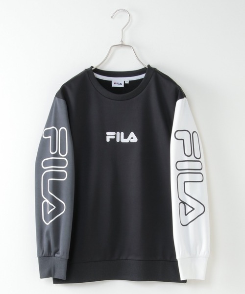 FILA（フィラ）の「FILA フィラ フリース袖配色トレーナー（130~160cm）（スウェット・キッズ・ブラック/ネイビー・130/140/150/160）」の2枚目の写真