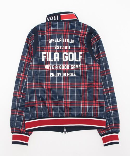 FILA GOLF（フィラゴルフ ）の「【FILA GOLF:フィラゴルフ】レディースジャケット　ゴルフ　ジップアップブルゾン（ブルゾン・レディース・ネイビー/オフホワイト/レッド・X-LARGE/LARGE/MEDIUM）」の4枚目の写真
