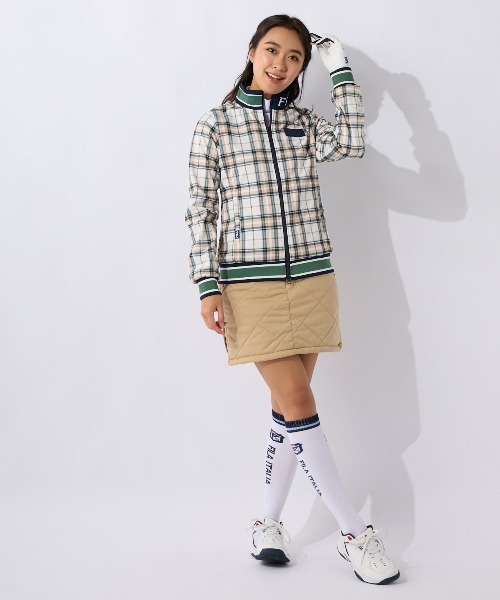 FILA GOLF（フィラゴルフ ）の「【FILA GOLF:フィラゴルフ】レディースジャケット　ゴルフ　ジップアップブルゾン（ブルゾン・レディース・ネイビー/オフホワイト/レッド・X-LARGE/LARGE/MEDIUM）」の9枚目の写真