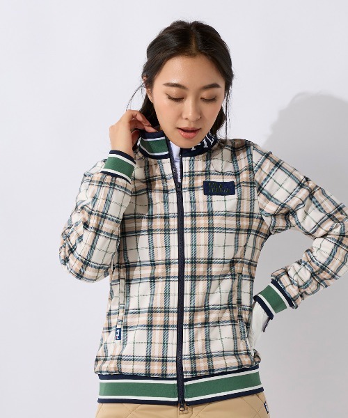 FILA GOLF（フィラゴルフ ）の「【FILA GOLF:フィラゴルフ】レディースジャケット　ゴルフ　ジップアップブルゾン（ブルゾン・レディース・ネイビー/オフホワイト/レッド・X-LARGE/LARGE/MEDIUM）」の11枚目の写真