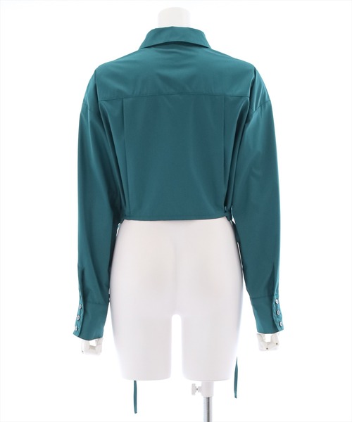 clear（クリア）の「裾リボンショート丈シャツ（シャツ/ブラウス・レディース・ブラック/オフホワイト/ブルー・F）」の7枚目の写真