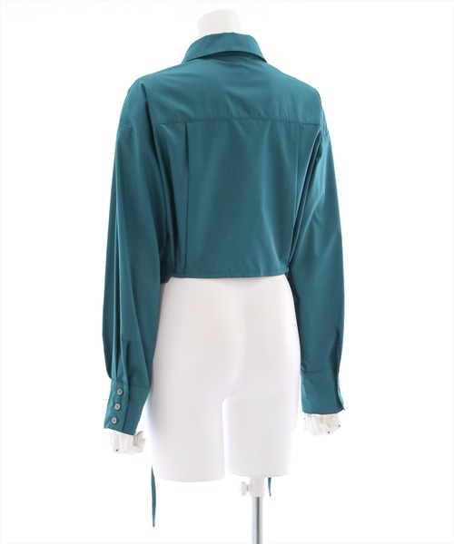 clear（クリア）の「裾リボンショート丈シャツ（シャツ/ブラウス・レディース・ブラック/オフホワイト/ブルー・F）」の6枚目の写真