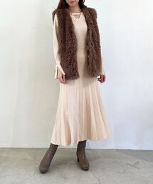 フロントボタンニットワンピース