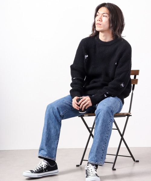 FUNALIVE(ファンアライブ)の「Sunsweet クルーネックダメージニット(ニット/セーター・メンズ・ホワイト/ブラック・L/XL)」の17枚目の写真