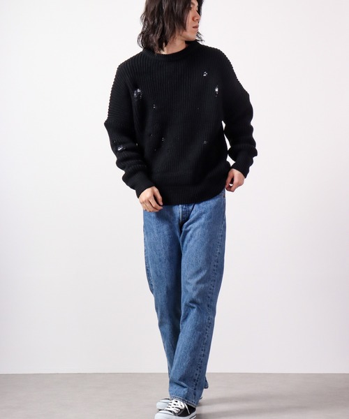 FUNALIVE(ファンアライブ)の「Sunsweet クルーネックダメージニット(ニット/セーター・メンズ・ホワイト/ブラック・L/XL)」の18枚目の写真