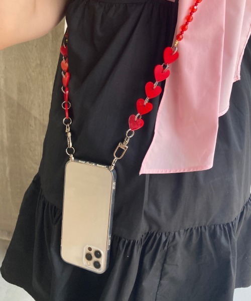 Casselini(キャセリーニ)の「Casselini(キャセリーニ)アクリルハート・フラワーモバイルショルダー(スマホグッズ・レディース・ブラック/クリア/ホワイト/レッド・FREE)」の14枚目の写真
