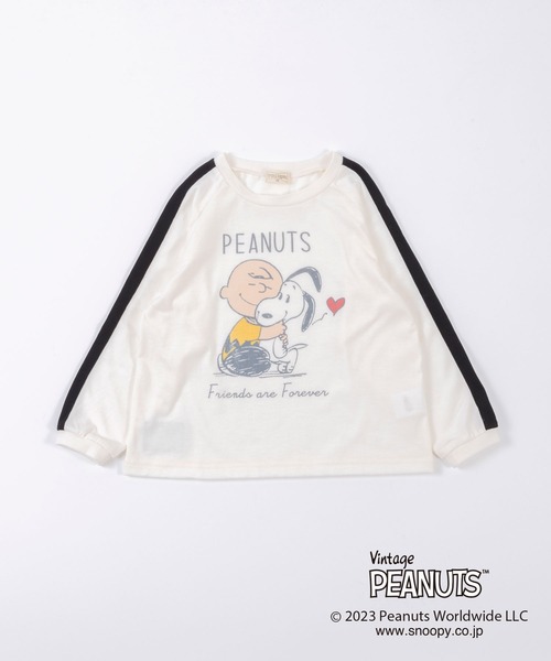 Vintage PEANUTS(ビンテージピーナッツ)の「PEANUTS/スヌーピーコラボ 長袖Tシャツ(100~130)(Tシャツ/カットソー・キッズ・チャコールグレー/オフホワイト・110cm/100cm/120cm/130cm)」の2枚目の写真