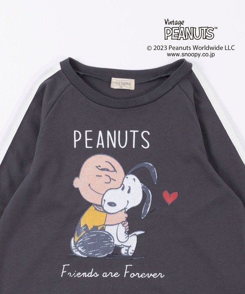 Vintage PEANUTS(ビンテージピーナッツ)の「PEANUTS/スヌーピーコラボ 長袖Tシャツ(100~130)(Tシャツ/カットソー・キッズ・チャコールグレー/オフホワイト・110cm/100cm/120cm/130cm)」の3枚目の写真