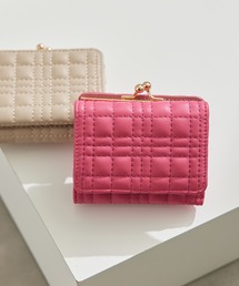 がま口キルティング三つ折りミニウォレット