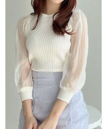 RESEXXY | スリーブシアーパフニットトップス(ニット/セーター)