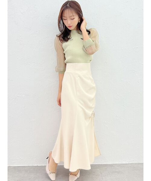 RESEXXY(リゼクシー)の「スリーブシアーパフニットトップス(ニット/セーター・レディース・ホワイト/ブラック/ミント・FREE)」の10枚目の写真