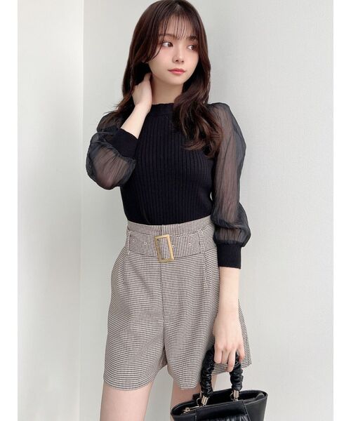 RESEXXY(リゼクシー)の「スリーブシアーパフニットトップス(ニット/セーター・レディース・ホワイト/ブラック/ミント・FREE)」の13枚目の写真