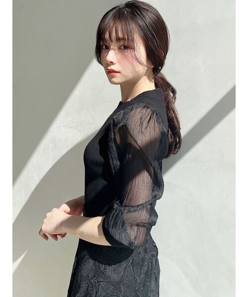 RESEXXY(リゼクシー)の「スリーブシアーパフニットトップス(ニット/セーター・レディース・ホワイト/ブラック/ミント・FREE)」の15枚目の写真