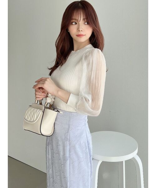 RESEXXY(リゼクシー)の「スリーブシアーパフニットトップス(ニット/セーター・レディース・ホワイト/ブラック/ミント・FREE)」の20枚目の写真