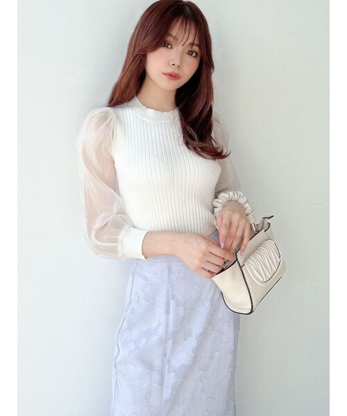 RESEXXY(リゼクシー)の「スリーブシアーパフニットトップス(ニット/セーター・レディース・ホワイト/ブラック/ミント・FREE)」の21枚目の写真