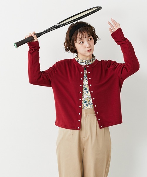 Le temps riche（ルタンリッシュ）の「パールドットボタンフレンチカーディガン＜Le temps riche＞（カーディガン/ボレロ・レディース・ボルドー/ブラック・LL/M/L）」の3枚目の写真