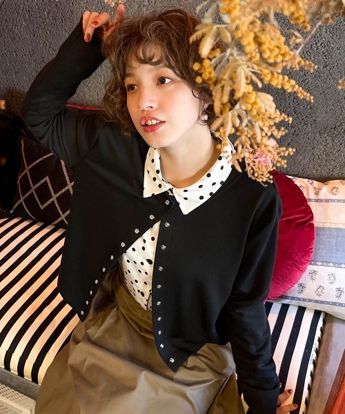 Le temps riche（ルタンリッシュ）の「パールドットボタンフレンチカーディガン＜Le temps riche＞（カーディガン/ボレロ・レディース・ボルドー/ブラック・LL/M/L）」の17枚目の写真