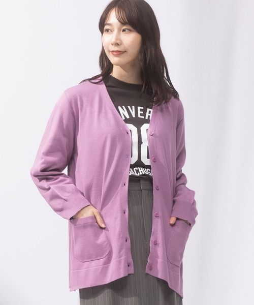 AnNet(アネット)の「サイドスリット Vネック カーディガン(カーディガン/ボレロ・レディース・ピンク/ブラック/イエロー・LL/3L/5L/4L)」の3枚目の写真