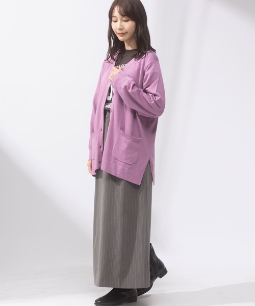 AnNet(アネット)の「サイドスリット Vネック カーディガン(カーディガン/ボレロ・レディース・ピンク/ブラック/イエロー・LL/3L/5L/4L)」の13枚目の写真