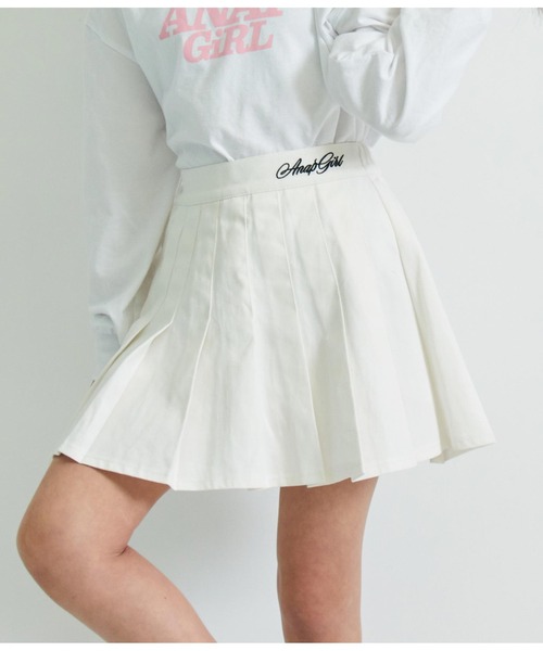 ANAP GiRL（アナップガール）の「ロゴ刺繍プリーツスカート
