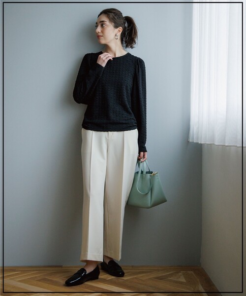 OPAQUE.CLIP（オペークドットクリップ）の「◆セットアップ対応  ワイドパンツ【洗濯機洗い可/イージーケア/ストレッチ/防シワ/吸水速乾】（その他パンツ・レディース・ベージュ/ブルー/オフホワイト/ブラック/カーキ・36/38/40/42）」の10枚目の写真