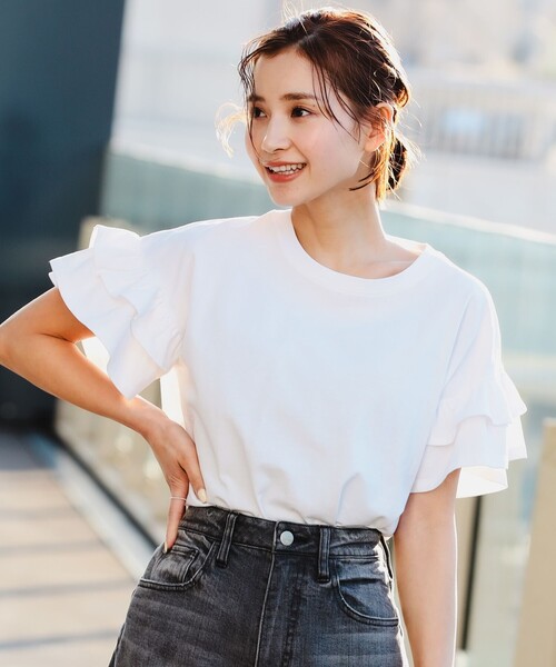 B:MING by BEAMS（ビーミングバイビームス）の「B:MING by BEAMS / 袖 フリル プルオーバー（Tシャツ/カットソー・レディース・アイボリー系/ミント/ピンク系その他/ブラック/グリーン系その他/オレンジ系その他・FREE）」の8枚目の写真