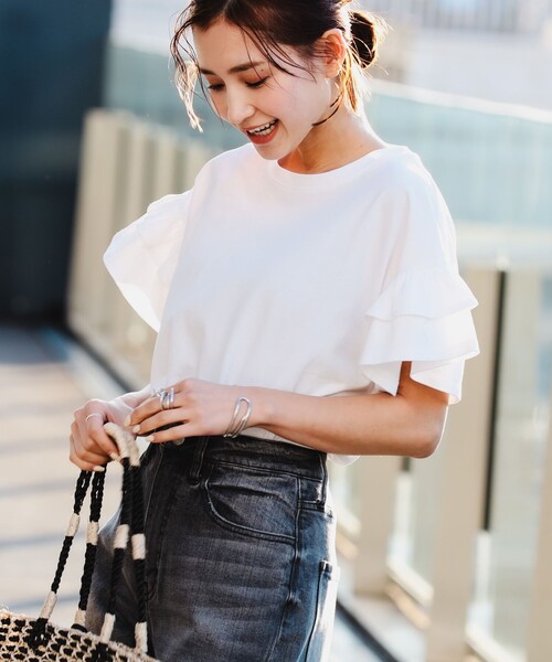 B:MING by BEAMS（ビーミングバイビームス）の「B:MING by BEAMS / 袖 フリル プルオーバー（Tシャツ/カットソー・レディース・アイボリー系/ミント/ピンク系その他/ブラック/グリーン系その他/オレンジ系その他・FREE）」の12枚目の写真