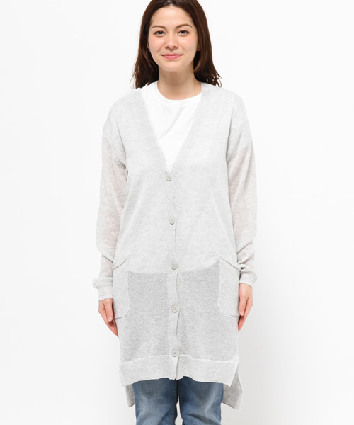 mystic（ミスティック）の「長袖V/Nロングカーディガン（カーディガン/ボレロ・レディース・ベージュ/ホワイト/グレー・ﾌﾘ-）」の5枚目の写真