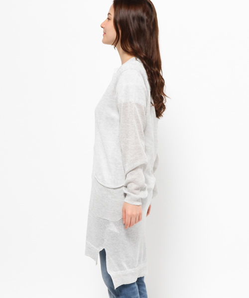 mystic（ミスティック）の「長袖V/Nロングカーディガン（カーディガン/ボレロ・レディース・ベージュ/ホワイト/グレー・ﾌﾘ-）」の6枚目の写真