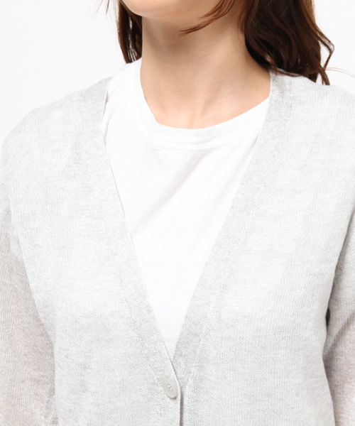 mystic（ミスティック）の「長袖V/Nロングカーディガン（カーディガン/ボレロ・レディース・ベージュ/ホワイト/グレー・ﾌﾘ-）」の8枚目の写真