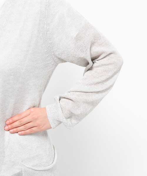 mystic（ミスティック）の「長袖V/Nロングカーディガン（カーディガン/ボレロ・レディース・ベージュ/ホワイト/グレー・ﾌﾘ-）」の9枚目の写真