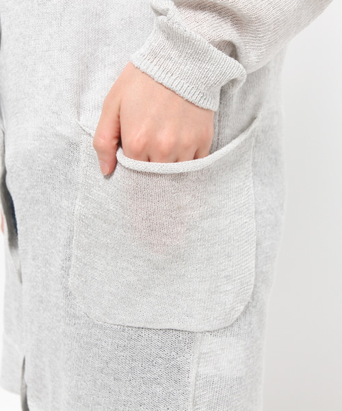 mystic（ミスティック）の「長袖V/Nロングカーディガン（カーディガン/ボレロ・レディース・ベージュ/ホワイト/グレー・ﾌﾘ-）」の10枚目の写真