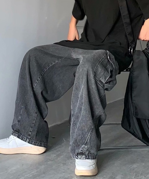 NOWLE(ノウル)の「【NOWLE】ルーズ デニム カーゴパンツ(カーゴパンツ・メンズ・ブラック/インディゴブルー・MEDIUM/LARGE/X-LARGE)」の8枚目の写真