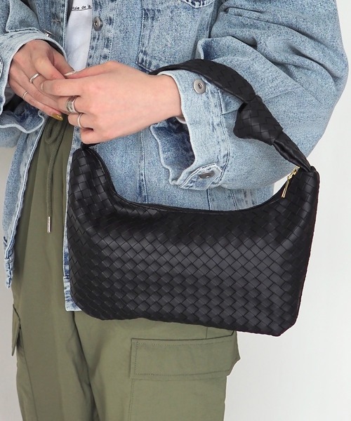 Riberry（リベリー）の「結び目デザイン編み込み風ハンドバッグ（ハンドバッグ・レディース・ブラック/グリーン/ホワイト/オレンジ・FREE）」の3枚目の写真