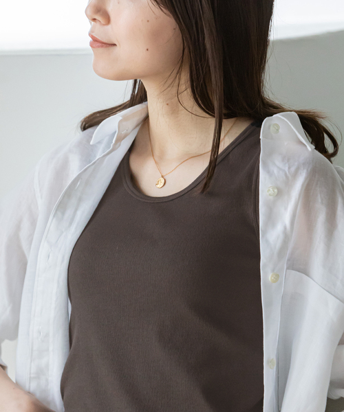 Noble(ノーブル)の「2WAYスリークリブタンク(タンクトップ・レディース・ホワイト/チャコールグレー/ベージュ・FREE)」の4枚目の写真