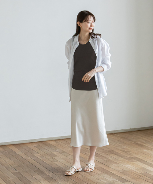 Noble(ノーブル)の「2WAYスリークリブタンク(タンクトップ・レディース・ホワイト/チャコールグレー/ベージュ・FREE)」の5枚目の写真