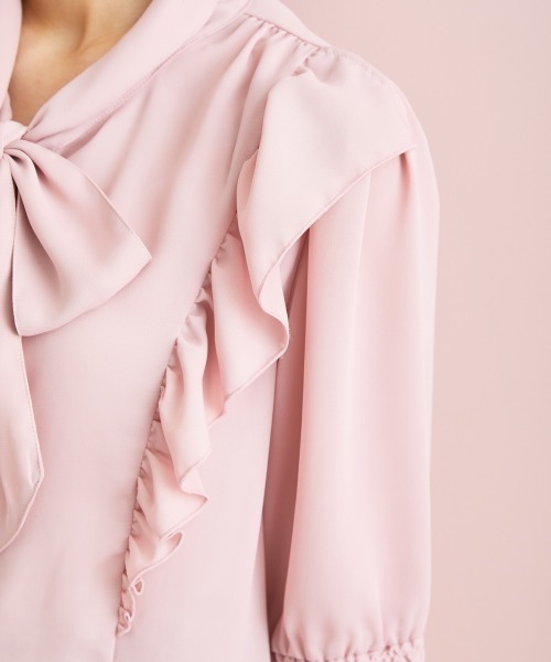 marun（マルン）の「＜大きいサイズ＞ ボータイリボンブラウス marun（シャツ/ブラウス・レディース・ネイビー/ピンク・L/LL/3L/4L/5L）」の11枚目の写真