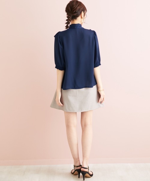 marun（マルン）の「＜大きいサイズ＞ ボータイリボンブラウス marun（シャツ/ブラウス・レディース・ネイビー/ピンク・L/LL/3L/4L/5L）」の22枚目の写真