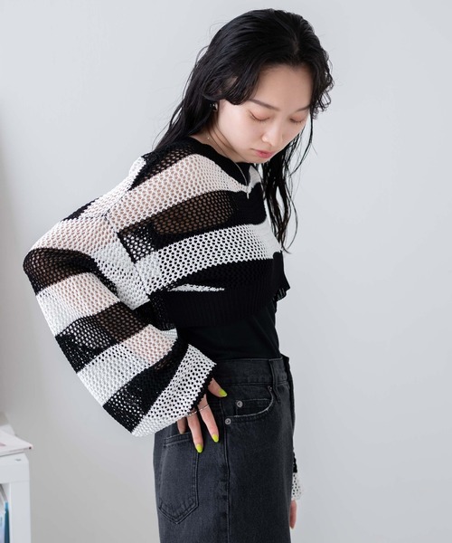 WEGO（ウィゴー）の「WEGO/ショートメッシュニットプルオーバー（ニット/セーター・レディース・ブラック/ブラック系その他5/ブラウン・FREE）」の16枚目の写真