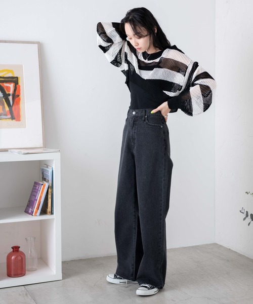 WEGO（ウィゴー）の「WEGO/ショートメッシュニットプルオーバー（ニット/セーター・レディース・ブラック/ブラック系その他5/ブラウン・FREE）」の19枚目の写真