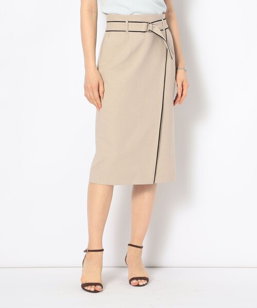 NOLLEY’S Sophi(ノーリーズソフィ)の「バイカラーラップタイトスカート(スカート・レディース・ブラック/ベージュ/グレイッシュブルー/サーモンピンク・38/36/34/40)」の3枚目の写真