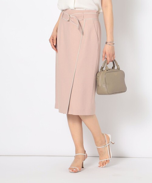 NOLLEY’S Sophi(ノーリーズソフィ)の「バイカラーラップタイトスカート(スカート・レディース・ブラック/ベージュ/グレイッシュブルー/サーモンピンク・38/36/34/40)」の4枚目の写真